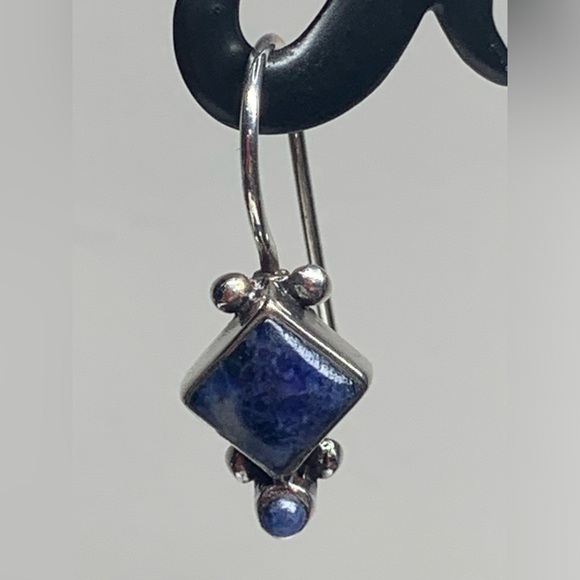 Early Silpada VERY RARE Sterling Silver & Sodalite Inlaid Petite Earrings - Picture 10 of 11